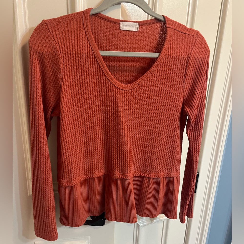 Altar’d State Rust Waffle Knit top